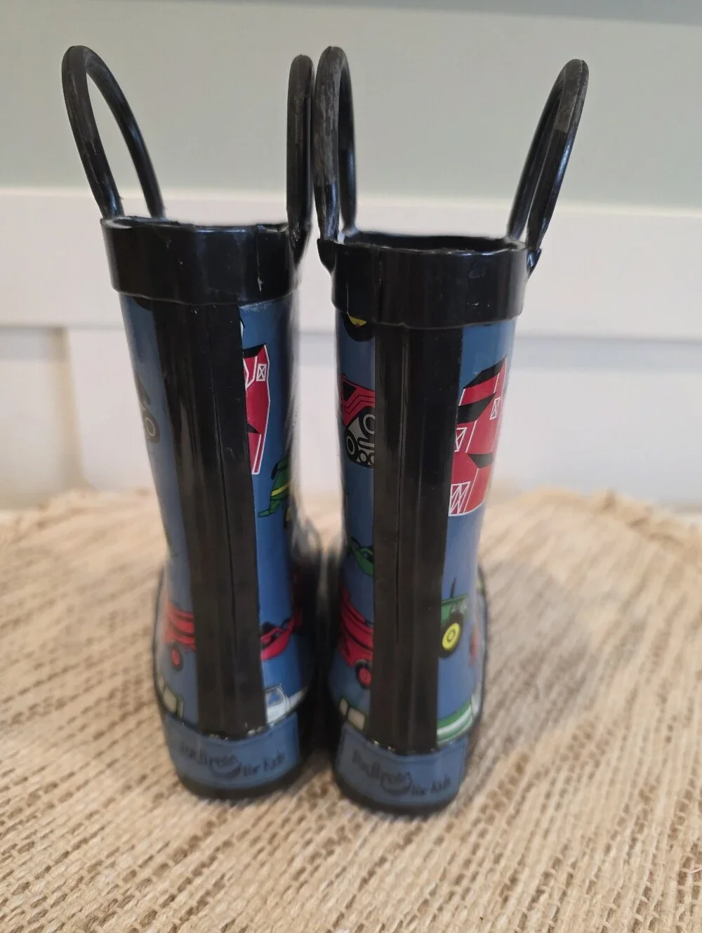 🚜 Foxfire Little Boys Toddler Size 6 Waterproof Rainboots Farm Tractor Combine